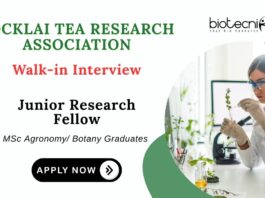 JRF Position Jobs at Tocklai Tea Research Institute | Attend the Walk-in Interview