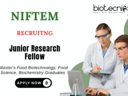 JRF Recruitment at NIFTEM MSc Food Technology Candidates Apply Now