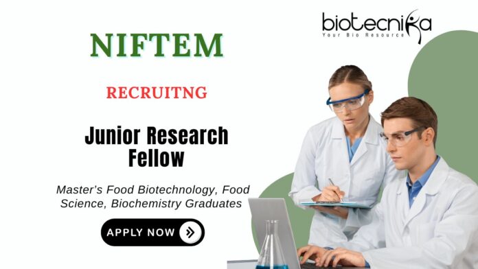 JRF Recruitment at NIFTEM MSc Food Technology Candidates Apply Now