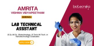 Lab Assistant Job at Amrita Vishwa Vidyapeetham Biotechnology Graduates Apply Now
