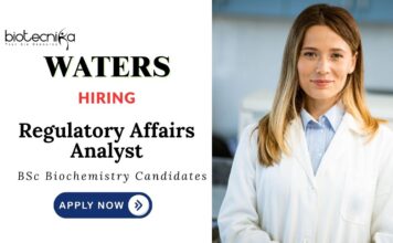 Latest Biochemical Jobs at Waters Corporation | Apply Now for Regulatory Affairs Analyst Role