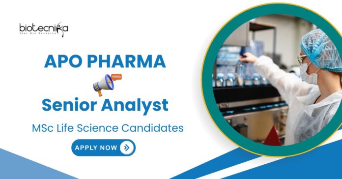  Analyst Job Role at Apotex | MSc Life Science Candidates Apply Now 