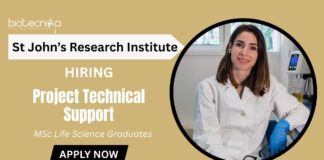 Life Science Job at St John's Research Institute Apply Now for Project Technical Support Role