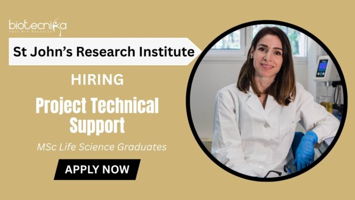 Life Science Job at St John's Research Institute Apply Now for Project Technical Support Role
