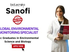 Sanofi Hiring BSc Graduates | Apply Now For Global Environmental Monitoring Specialist Role