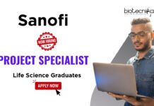 Sanofi Project Specialist Life Science Graduates
