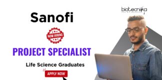 Sanofi Project Specialist Life Science Graduates