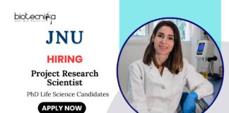 Life Science Jobs at JNU Apply Now for Project Research Scientist Position
