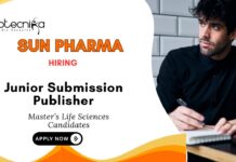 Life Science Jobs at Sun Pharma Apply Now for Junior Submission Publisher Role