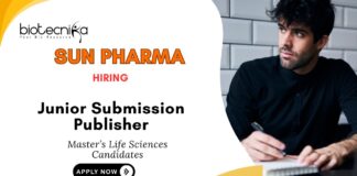 Life Science Jobs at Sun Pharma Apply Now for Junior Submission Publisher Role
