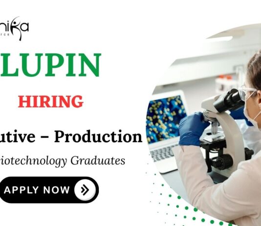 MSc Biotechnology Jobs at Lupin | Apply Now for Executive – Production Role