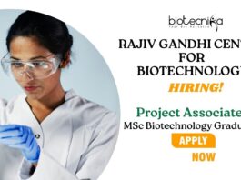 MSc Biotechnology Jobs at RGCB | Apply Now For The Project Associate Role