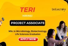 MSc Job at TERI for Project Associate Role | Apply Now