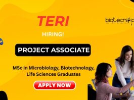 MSc Job at TERI for Project Associate Role | Apply Now