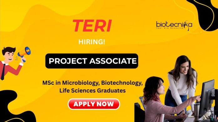 MSc Job at TERI for Project Associate Role | Apply Now