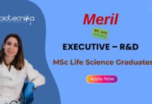 MSc Life Science Job at Meril | Apply Now for Executive R&D Position