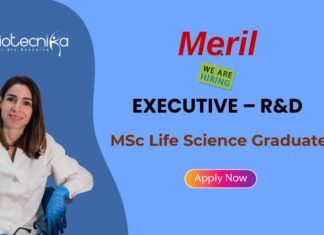 MSc Life Science Job at Meril | Apply Now for Executive R&D Position
