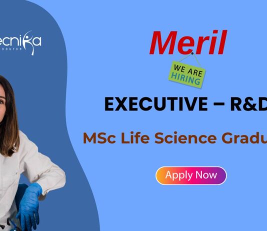 MSc Life Science Job at Meril | Apply Now for Executive R&D Position