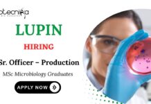 MSc Microbiology Jobs at Lupin Apply Now for Sr. Officer – Production Role