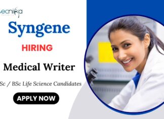 Medical Writer Jobs at Syngene | MSc Life Science Candidates Apply Now
