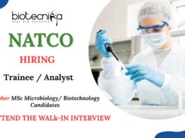 Microbiology Freshers Job at Natco Attend the Walk-in Interview