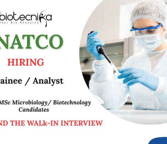 Microbiology Freshers Job at Natco Attend the Walk-in Interview