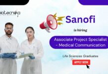 Associate Project Specialist - Medical Communication Sanofi is hiring Life Sciences Graduates