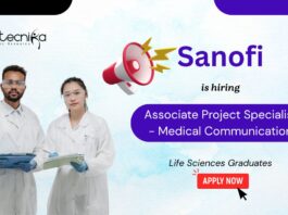 Associate Project Specialist - Medical Communication Sanofi is hiring Life Sciences Graduates