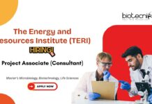 Master’s Microbiology, Biotechnology, Life Sciences The Energy and Resources Institute (TERI) Project Associate (Consultant)