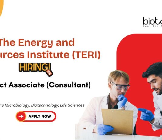 Master’s Microbiology, Biotechnology, Life Sciences The Energy and Resources Institute (TERI) Project Associate (Consultant)