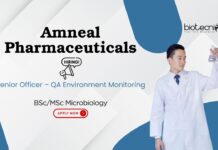 BSc/MSc Microbiology Senior Officer – QA Environment Monitoring Amneal Pharmaceuticals
