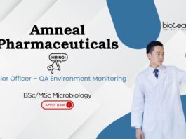 BSc/MSc Microbiology Senior Officer – QA Environment Monitoring Amneal Pharmaceuticals