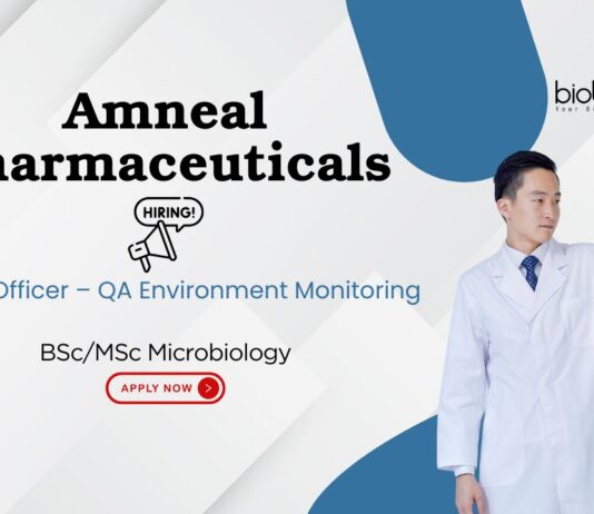 BSc/MSc Microbiology Senior Officer – QA Environment Monitoring Amneal Pharmaceuticals