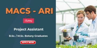Project Assistant Job at MACS-ARI Pune Botany Graduates Apply Now