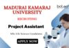 Project Assistant Jobs at Madurai Kamaraj University | MSc Life Science Candidates Apply Now