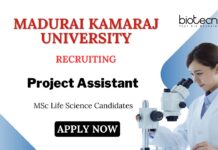 Project Assistant Jobs at Madurai Kamaraj University | MSc Life Science Candidates Apply Now
