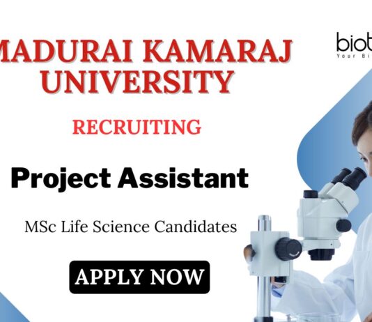 Project Assistant Jobs at Madurai Kamaraj University | MSc Life Science Candidates Apply Now