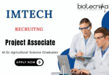 Project Associate Job at IMTECH MSc Agricultural Science Candidates Apply Now