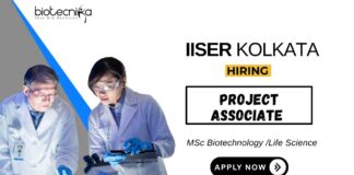 Project Associate Job at ISSER Kolkata MSc in Biotechnology Candidates Apply Now