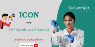 TMF Specialist (All Levels) ICON Bachelor’s in Life Sciences hiring