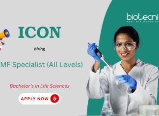 TMF Specialist (All Levels) ICON Bachelor’s in Life Sciences hiring