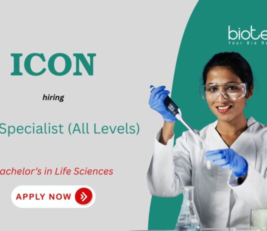 TMF Specialist (All Levels) ICON Bachelor’s in Life Sciences hiring