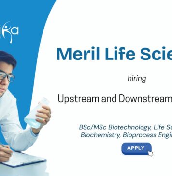 Upstream and Downstream Job at Meril Life Sciences. BSc/MSc Biotechnology, Life Sciences, Biochemistry, Bioprocess Engineering