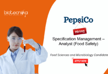 PepsiCo Food Sciences and Microbiology Candidates Specification Management – Analyst (Food Safety)