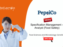 PepsiCo Food Sciences and Microbiology Candidates Specification Management – Analyst (Food Safety)