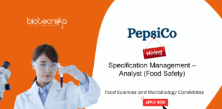 PepsiCo Food Sciences and Microbiology Candidates Specification Management – Analyst (Food Safety)