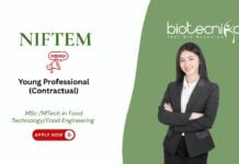 MSc /MTech in Food Technology/Food Engineering Young Professional (Contractual) NIFTEM