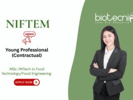 MSc /MTech in Food Technology/Food Engineering Young Professional (Contractual) NIFTEM