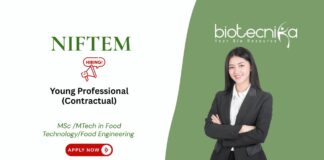 MSc /MTech in Food Technology/Food Engineering Young Professional (Contractual) NIFTEM