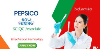 BTech Food Technology PepsiCo SC QC Associate